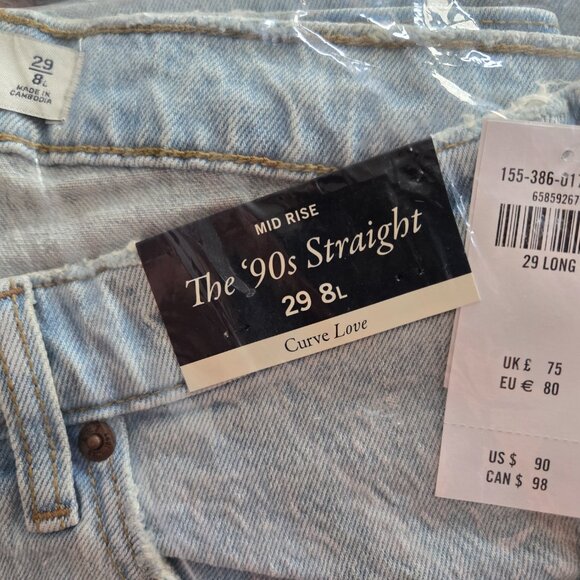 Abercrombie & Fitch Curve Love Mid Rise 90s Straight Jean - 29L Light (NWT!) - Picture 9 of 9